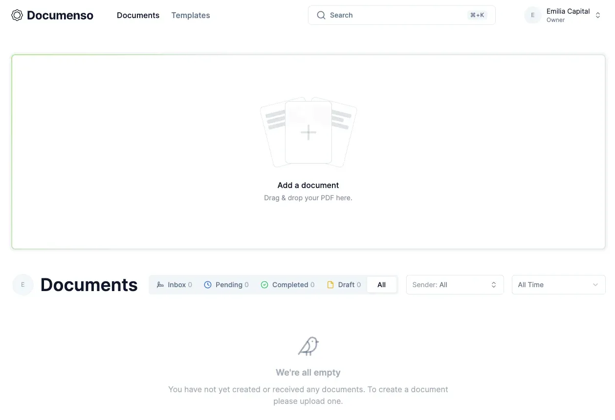 Screenshot of the Documenso interface