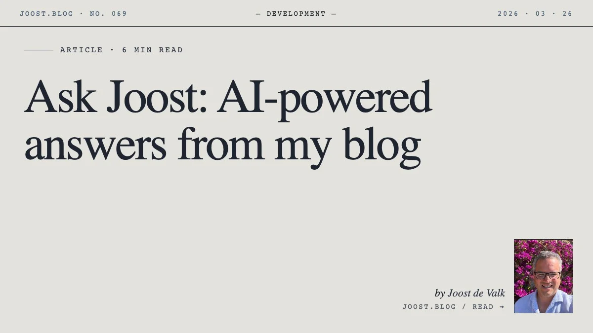 Ask Joost: AI-powered answers from my blog · Joost.blog