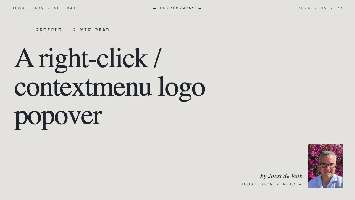 Getjoost Menu A right-click / contextmenu logo popover · Joost.blog